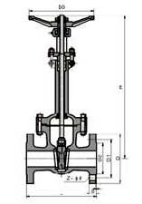 DZ40YD型低溫閘閥PN16～PN25外形尺寸圖